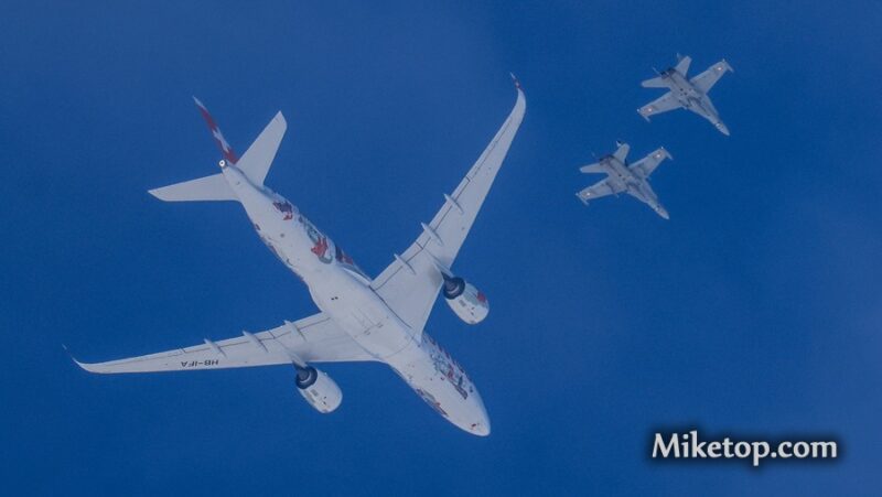 Miketop, Swiss A350, Zuerich, Airbus, History, Swiss Air, Swiss Air Force, A350-900, FA-18 Hornet, F-5 Tiger, Coming Home, Airline, Mike, Pilot, 2025, Zurich (6)